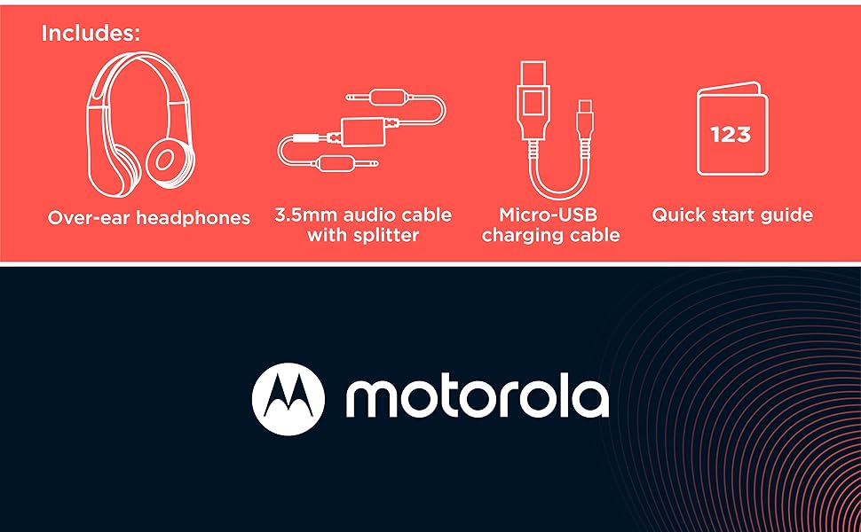 Motorola Moto JR300 Bluetooth Kids Headphones with Mic